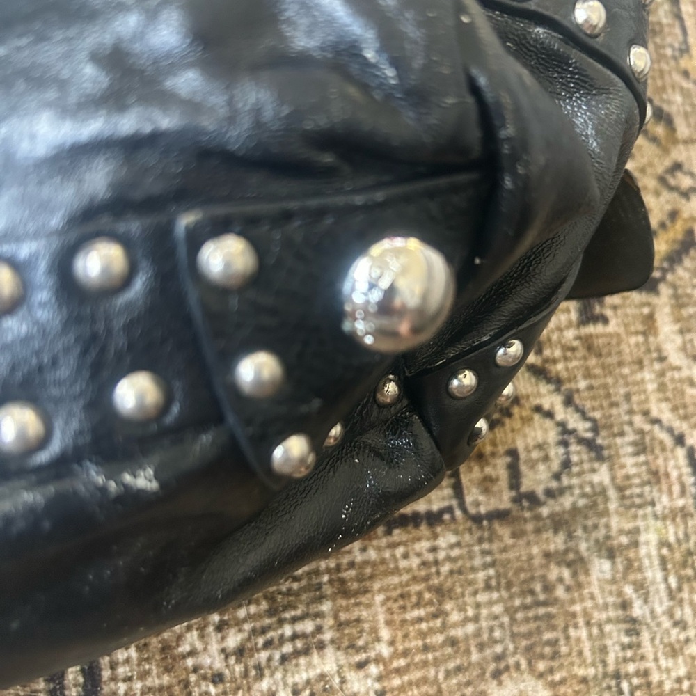 Rare Vintage Prada Black Leather Bag with Silver Studs Project Bag - Picture 12 of 16
